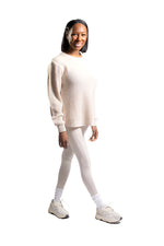HI-LOW ROUND NECK WAFFLE SWEATER